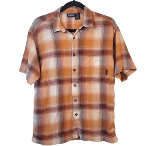 Patagonia Herren orange kariertes hauchdünnes Baumwoll Button Down Hemd Größe M - Bild 1 von 5