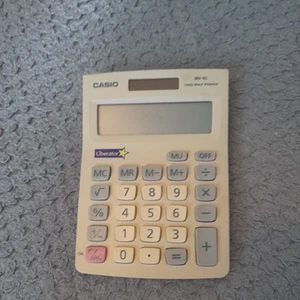 Vintage Casio Calculator MX 8V Solar Powered Two Way Power Off White 14.5x10cm - Picture 1 of 4