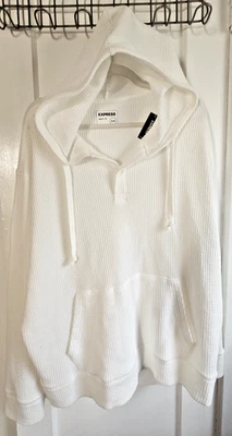 NUEVO CON ETIQUETAS EXPRESS Calidad + Ajuste Blanco Waffle Tejido Capucha Suéter Hombre Talla XL Foto 1 de 4