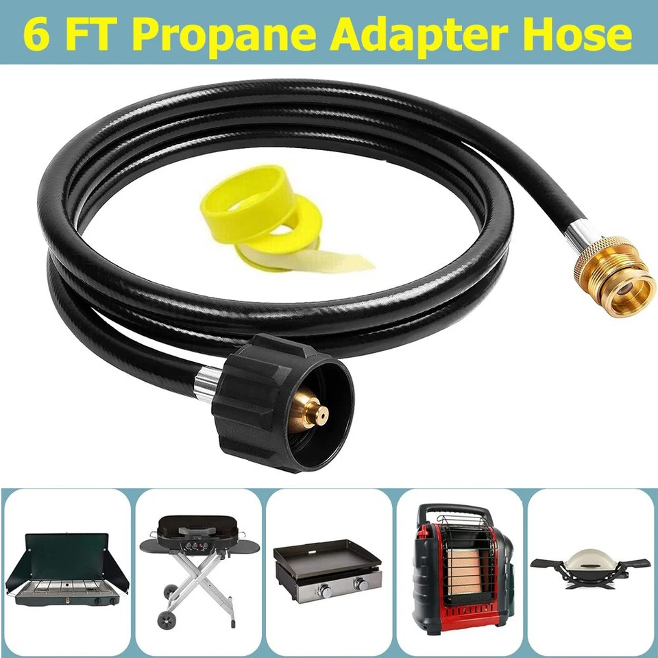 6FT Propane Adapter Hose LP Tank 1lb to 20lb Converter For QCC1 Type1 Gas Grill - Image 1 of 4
