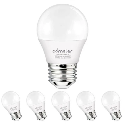 Small Light Bulb 6 Watts Warm White Light 2700K, 60 Watts Globe Light Bulb Eq... - Image 1 of 4