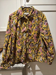 Pilcro by Anthropologie Sigourney Cord Button Down gelb Paisley Hemd Medium - Bild 1 von 6