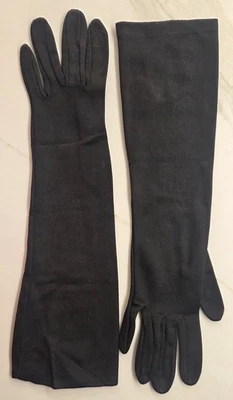 Guantes Negros De Colección Largos 14" Talla 6.5 Dama Gay Acanalado Nylon Foto 1 de 4