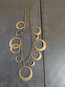 Gold Tone Necklace With Hoop Dangles - Picture 1 of 4