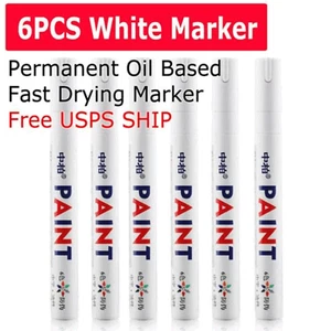 6PC White Paint Pen Marker Waterproof Permanent Car Tire Lettering Rubber Letter - Picture 1 of 12