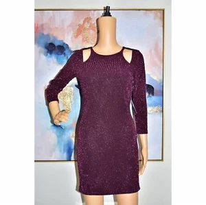 Sale! Trixxi women’s Mini Dress Maroon Metallic with Cut Out Detailing  Size L - Picture 1 of 9
