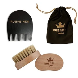 Wooden Beard Brush & Comb Kit with Pouch for Men - Picture 1 of 3