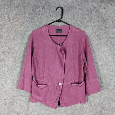 OSKA Jacket Size 2 UK 12 Purple 100% Linen Pockets Boxy Arty Layering Lagenlook - Image 1 of 4