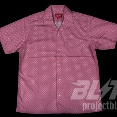 SS17 SUPREME POLKA DOT S/S WORK SHIRT SHORT SLEEVE PINK SIZE M MEDIUM 2017 - Image 1 of 3