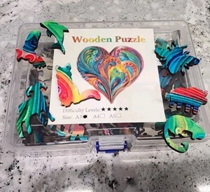 Complete Wooden Puzzle A3 colorful HEART shape 179 pieces Special animal shapes - Picture 1 of 1