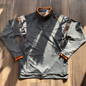 Legendary Men’s Pullover Hunt Bum Camo And Orange Detail Thumb Holes Grey LT - Picture 1 of 14