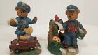 Teady Bear Resin Figurines 3' X 5 1/2 About 1lb ea. Mailman And Police Officer 