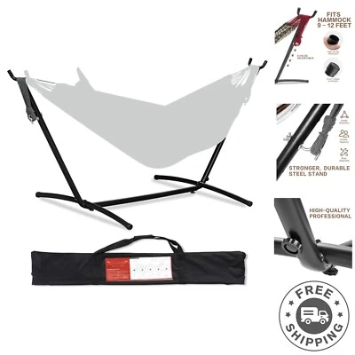 Soporte para hamaca negro de 9 pies con bolsa de transporte de nailon - Perfecto para acampar y viajar Foto 1 de 4