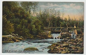 Dam at Outlet Lake Maccannamac Quebec, Canada Unused Vintage Postcard - Picture 1 of 2