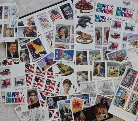 Unused 100 of Multiples & Strips & Singles of 37¢ US Postage Stamps USA FV $37.0 Cover