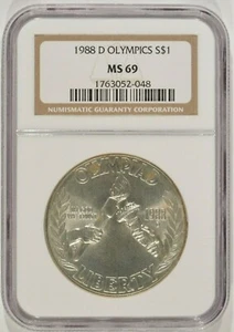 1988-D Olympics Silver Dollar $1 NGC MS69 1763052-048 - Picture 1 of 4