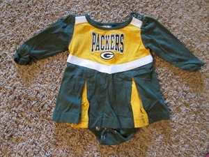 Girls 3-6 month Green Bay Packers Cheerleader Cheer Dress Long Sleeve  - Picture 1 of 3