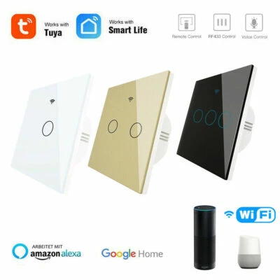 TUYA Smart Life WiFi Glas Touch Lichtschalter Wandschalter Fernbedienung f Alexa - Bild 1 von 4