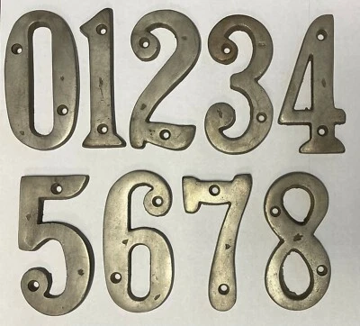 4" Rustic Silver Patina Solid Bronze Metal House Numbers 4 INCH PICK NUMBER  - Image 1 of 4