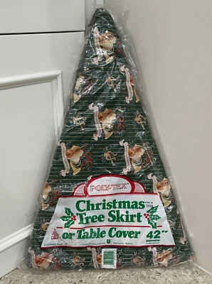 Vintage Hallmark Christmas Tree Skirt Or Table Cover Poly-Tex 42" Diameter New - Image 1 of 4