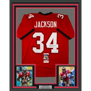 Framed Autographed/Signed Dexter Jackson 33x42 Tampa Bay Red Jersey JSA COA - Picture 1 of 2