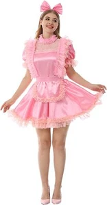 Sexy Niña Criada Sissy Bloqueable Rosa Satén Vestido Disfraz Disfraz CD/TV A Medida se - Imagen 1 de 6