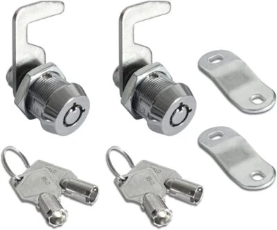 NIANNIAN 2 Pack Toolbox Lock 5/8" Tubular Cam Lock Hook Cam Keyed Alike with 4 Keys