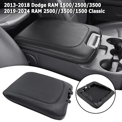 Fits 2019-2025 Ram 2500 3500 1500 Classic Center Console Lid Armrest Cover Black - Image 1 of 4