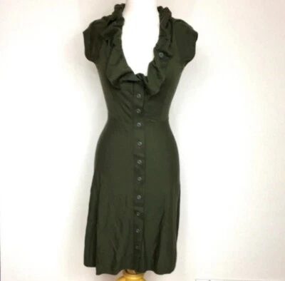 Nuevo Vestido Suéter Anthropologie Sparrow Olive Kindred Spirit Volantes Talla M Boho Foto 1 de 4