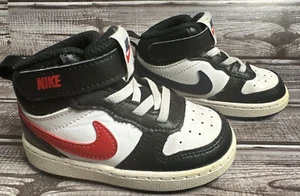 Nike Court Borough 2 Mid White Black University Red DO5894-161 Blue Size 6C - Picture 1 of 9