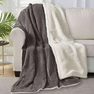 Kuscheldecke Flauschige Sherpa Wolldecke, super Dicke Warme Fleecedecke als Sofa - Bild 1 von 7