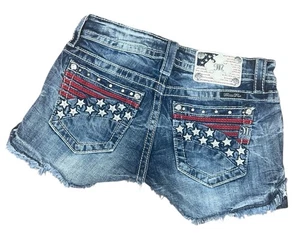 Miss Me Americana Flag 4th of July Shorts Fireworks Red White Blue Sz 27 - Picture 1 of 13