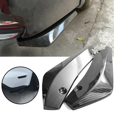 2X Difusor Labial Parachoques Trasero Universal Divisor Canard Protector Fibra de Carbono EW Foto 1 de 4