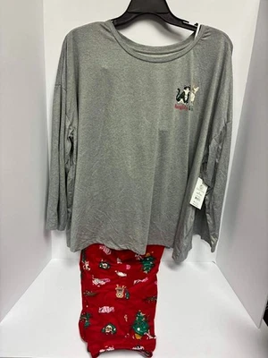 Pijama de Navidad para mujer Plus 3X (22W-24W) gato perro "Travieso y bonito" conjunto para dormir Foto 1 de 4