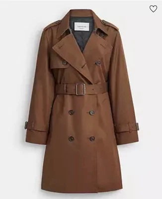 Nuevo con etiquetas Coach Sólido Mid Trench Marrón Chocolate Talla Grande Foto 1 de 4