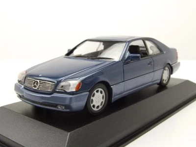 Mercedes 600 SEC Coupé 1992 Blu Metallizzato Modellino 1:43 Maxichamps - Immagine 1 di 4