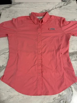 Columbia Women’s M Coral Pink PFG Fishing Shirt Vented Button Front Outdoor - Image 1 of 4