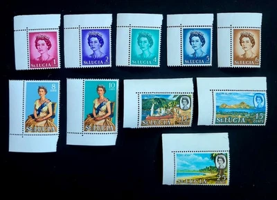 Estampillas de Santa Lucía SG # 197-206 (lote de 10) - QEII Definitivas, MNH 1964 Foto 1 de 2