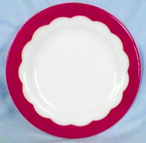 Corning Brotteller rot gewellter Rand Glas Restaurant Geschirr Vintage - Bild 1 von 3