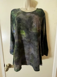 Petersilie & Salbei Art to Wear Boho Tunika Gr. M Rundhals Batik Grün - Bild 1 von 13