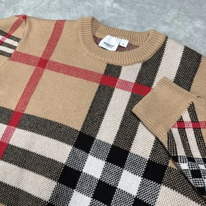 Burberry Sweater Womens Medium Camel Nova Check Wool Made Italy Designer Luxury - Picture 1 of 15
