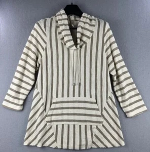 Per Section Women's Sweatshirt Size 1X Cowl Neck Striped Boho Hippie Retro  - Picture 1 of 9
