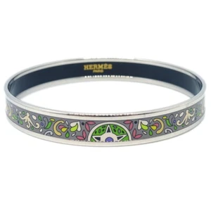 Hermes Enamel Cloisonne Ware Bangle Silver KK92101 - Picture 1 of 4
