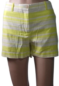 GAP Women's Size 10 Yellow Striped Chino Short Mid-rise Waist 36 Flat Front - Picture 1 of 6