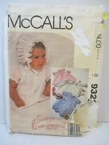 Vestido McCall's Patrón 9322 Talla N S M Slip Mameluco Gorro Botines Transferencias - Imagen 1 de 9