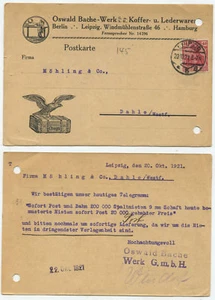 42339 - Postkarte - Oswald Bache Werk Koffer- u. Lederwaren - Leipzig 20.10.1921 - Bild 1 von 1