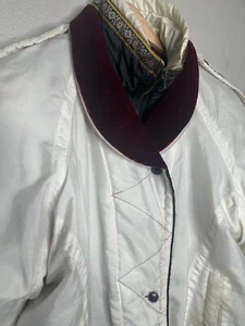 Vintage 80s 90s Andy Johns Large Ski Puffer Jacket Unique Nylon Velvet Collar - Picture 1 of 16