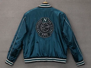 Men's Nike Old School Vintage Swoosh Satin Nylon Bomber Jacket Sz XL Snap Button - Picture 1 of 7