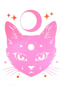 New Pink Cat w/ Moon Stars Permanent Decal Sticker Vinyl Handmade Car Window 4” - Picture 1 of 4