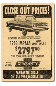 Letrero de hojalata de aspecto retro vintage de Estados Unidos Impala Adv puerta decoración de pared metal bar pub póster - Imagen 1 de 5